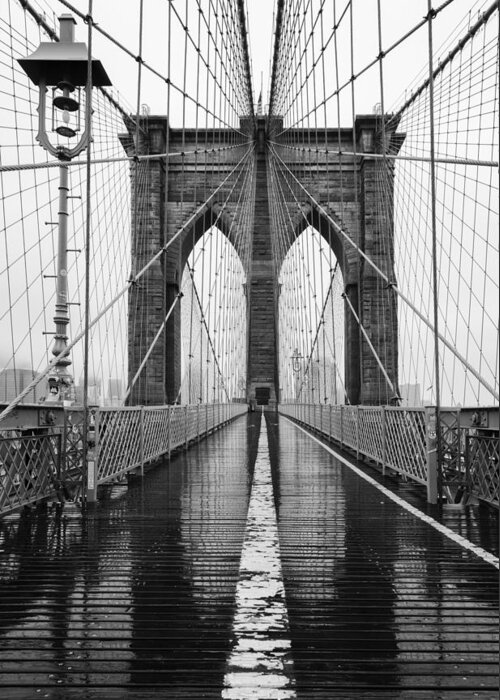 9/11 Greeting Card featuring the photograph Brooklyn Bridge and Rain by Randy Lemoine