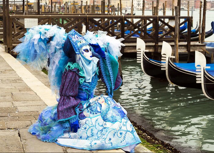 Horizontal Greeting Card featuring the photograph Blue Angel 2015 Carnevale di Venezia Italia by Sally Rockefeller