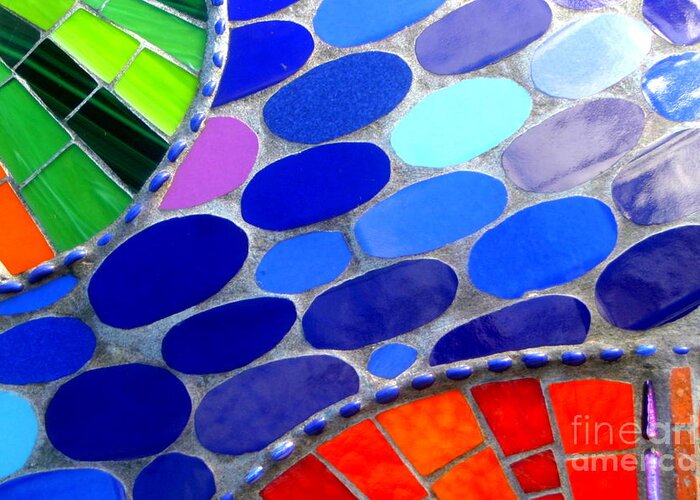 Michael Joseph Hoard Photography Greeting Card featuring the photograph Mosaic Abstract Of The Blue Green Red Orange Stones by Michael Hoard