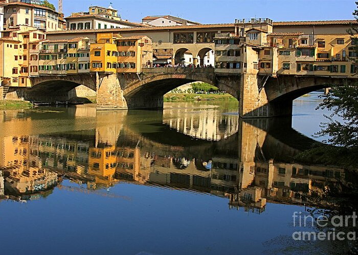 Travel Greeting Card featuring the photograph Ponte Vecchio Reflection by Nicola Fiscarelli