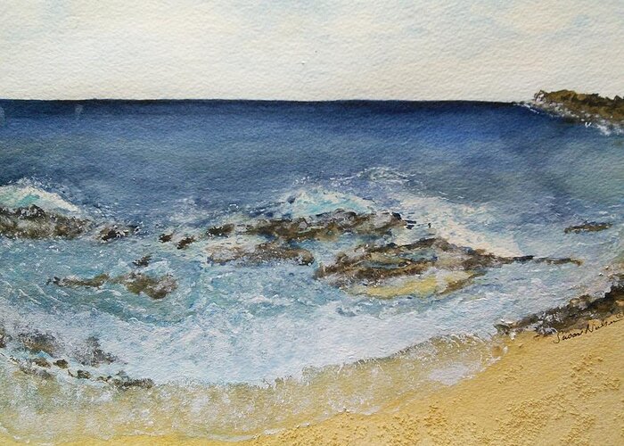  Rough Coast Line Greeting Card featuring the painting Rough Water by Susan Nielsen