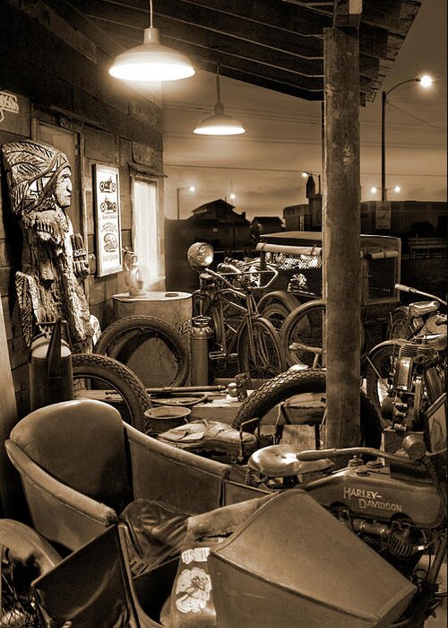 Motorcycle Shop Greeting Card featuring the photograph The Motorcycle Shop by Mike McGlothlen