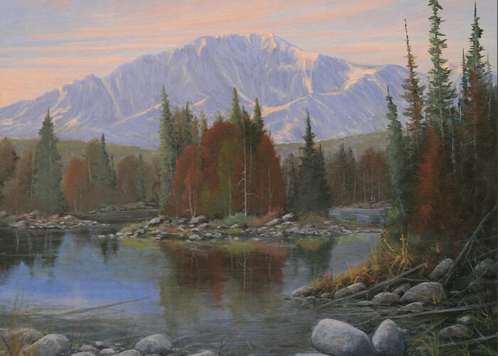 Landscape Greeting Card featuring the painting 090506-1418  Colorado Morning by Kenneth Shanika