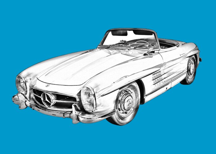 Mercedes Greeting Card featuring the photograph Mercedes Benz 300 SL Convertible Illustration #1 by Keith Webber Jr