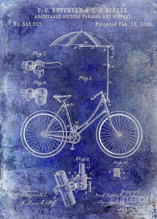 Velocipede Patent Greeting Card featuring the digital art 1896 Bicycle Patent by Jon Neidert