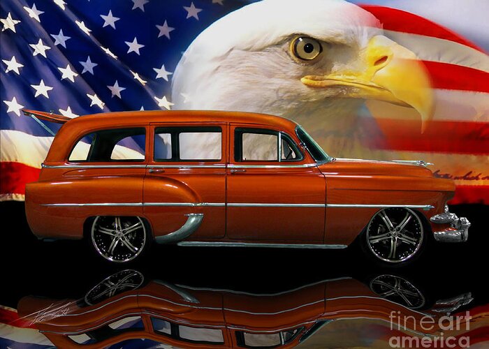 1954 Chevy Station Wagon Greeting Card featuring the photograph 1954 War Wagon by Peter Piatt