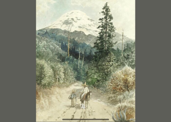 August LÖhr (german Greeting Card featuring the painting A view of Popocatepetl by MotionAge Designs
