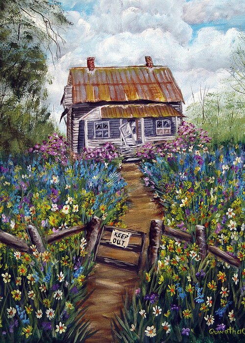 House Greeting Card featuring the painting Abandoned House #1 by Quwatha Valentine