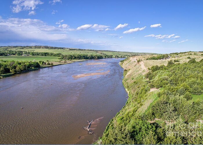 Nebraska Greeting Card featuring the photograph aerial view of Niobrara River in Nebraska Sand Hills #1 by Marek Uliasz