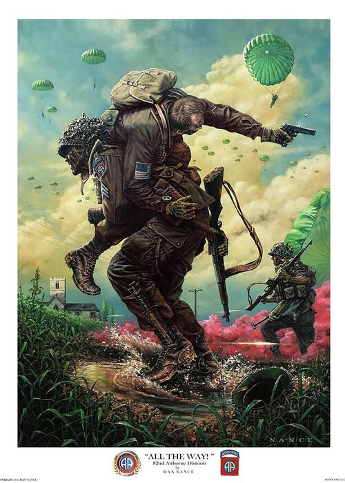 82nd Airborne Division Greeting Card featuring the painting All The Way #2 by Dan Nance