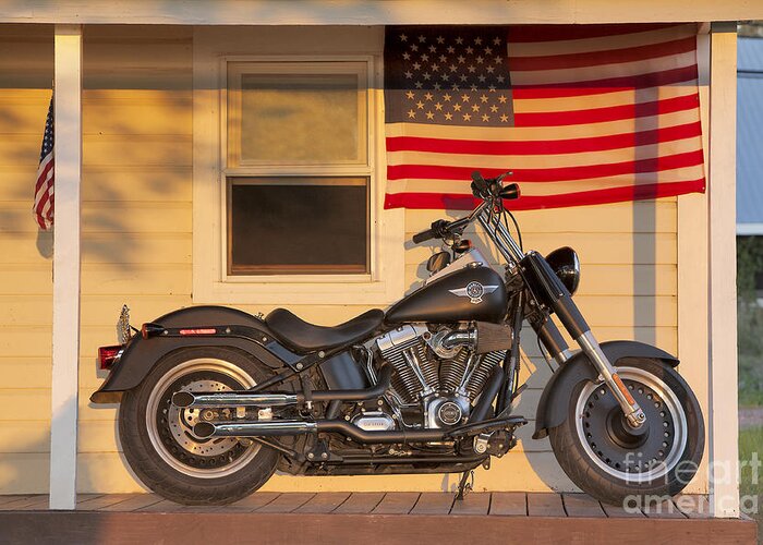 Harley Davidson Greeting Card featuring the photograph American Pride. Harley davidson by George Robinson