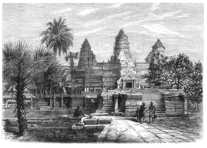 1868 Greeting Card featuring the photograph Angkor Wat, Cambodia, 1868 #1 by Granger