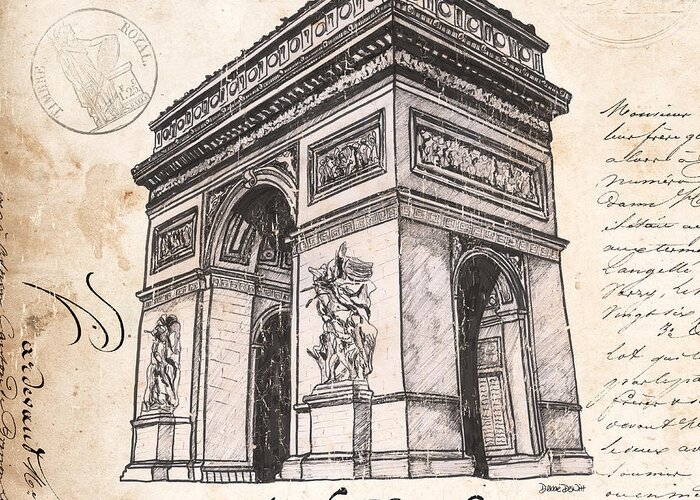 Arc Greeting Card featuring the painting Arc de Triomphe by Debbie DeWitt
