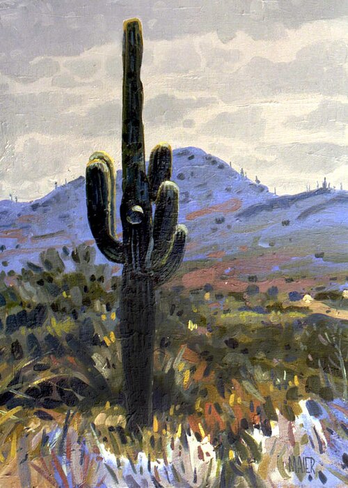 Saguaro Greeting Card featuring the painting Arizona Icon #2 by Donald Maier