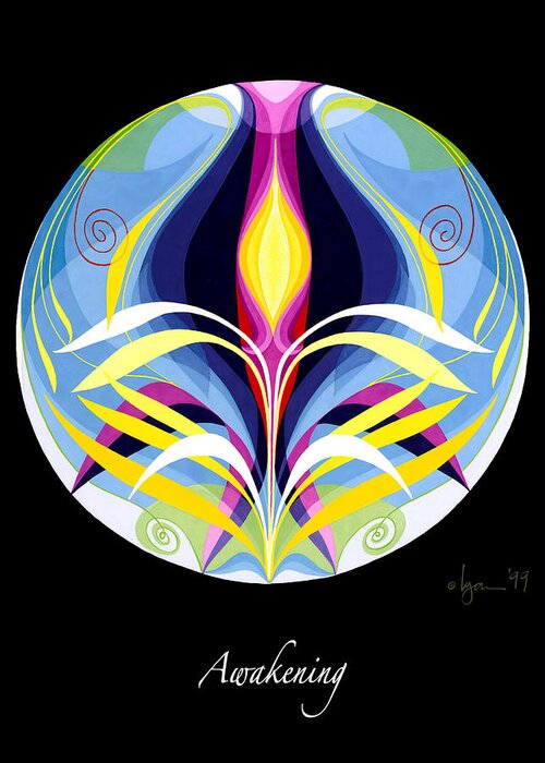 Mandalas Greeting Card featuring the painting Awakening #1 by Angela Treat Lyon