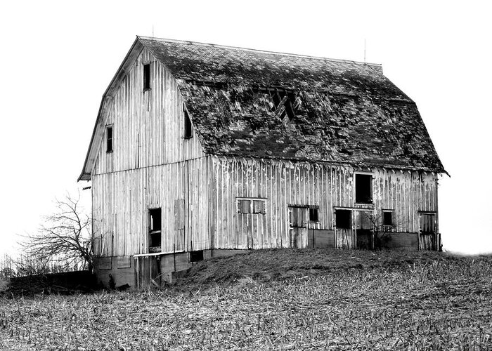 Barn Greeting Card featuring the photograph Barn on the Hill BW #1 by Julie Hamilton