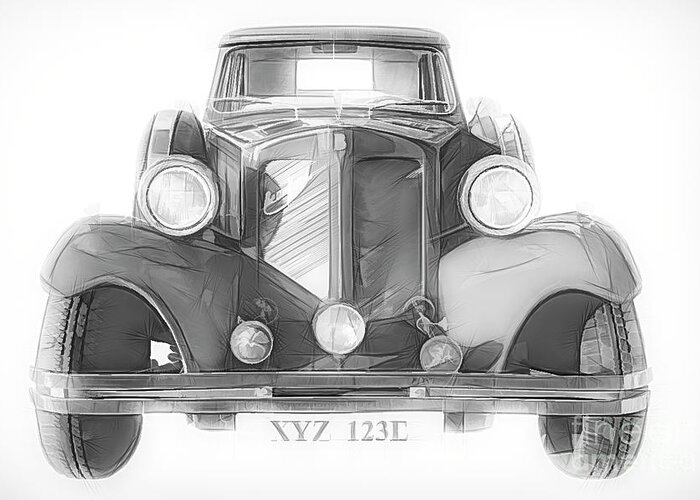 Beauford Greeting Card featuring the mixed media Beauford Classic Car #1 by Linsey Williams