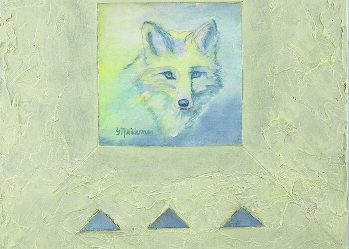 Fox Greeting Card featuring the painting Blue Fox #1 by Sandra Neumann Wilderman