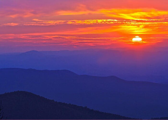 Blue Ridge Greeting Card featuring the photograph Blue Ridge Parkway Sunset, VA #2 by The James Roney Collection