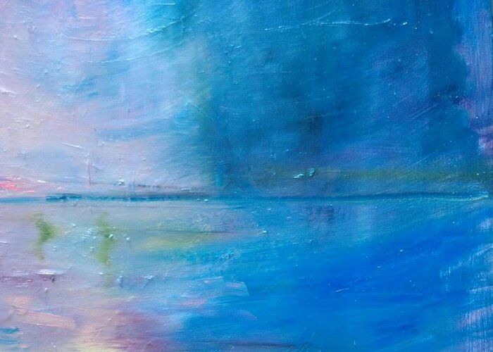Abstract Greeting Card featuring the painting Blue Water by Beverly Smith