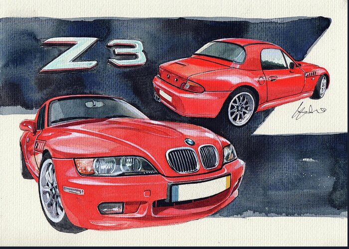 Bmw Z3 Greeting Card featuring the painting Bmw Z3 by Yoshiharu Miyakawa