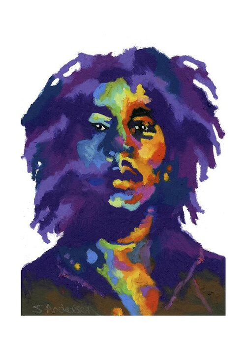 Bob Marley Greeting Card featuring the painting Bob Marley-for t-shirt by Stephen Anderson