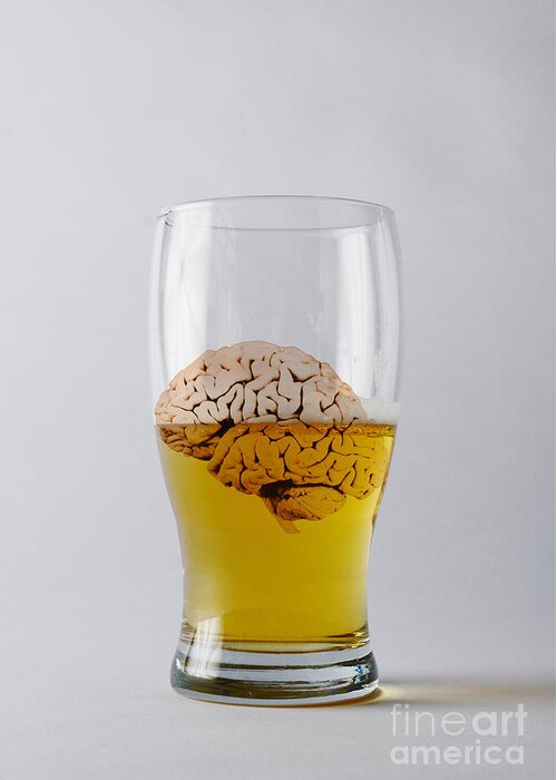 Beer Greeting Card featuring the photograph Brain And Alcohol, Conceptual #1 by Mary Martin