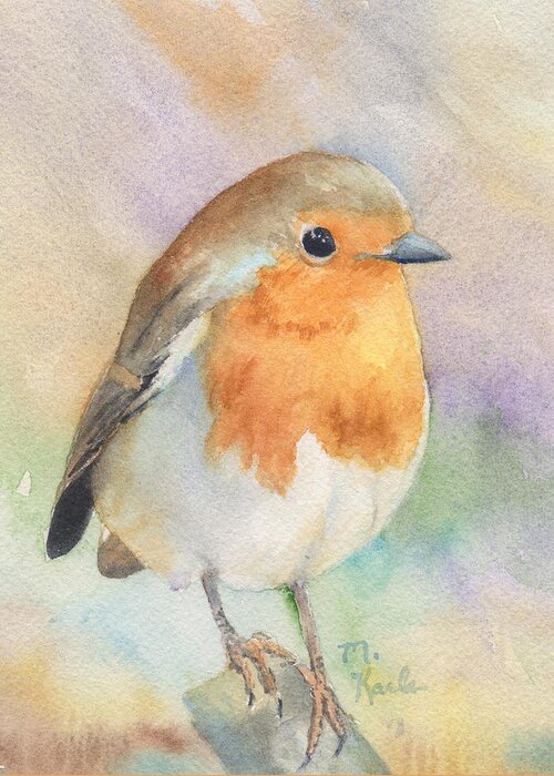 Bird Greeting Card featuring the painting British Robin by Marsha Karle