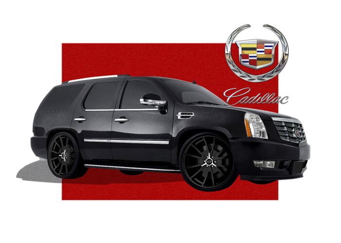 �cadillac� By Serge Averbukh Greeting Card featuring the photograph Cadillac Escalade with 3 D Badge #1 by Serge Averbukh