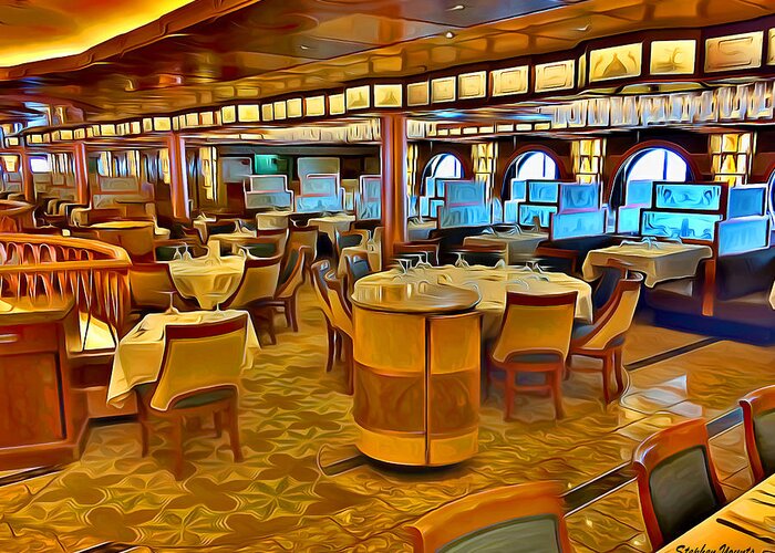 Carnival Pride Greeting Card featuring the digital art Carnival Pride Normandie Restaurant #1 by Stephen Younts