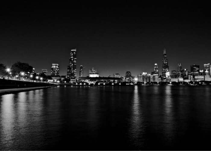 Architecture Greeting Card featuring the photograph Chicago-Skyline 2 BW #1 by Richard Zentner