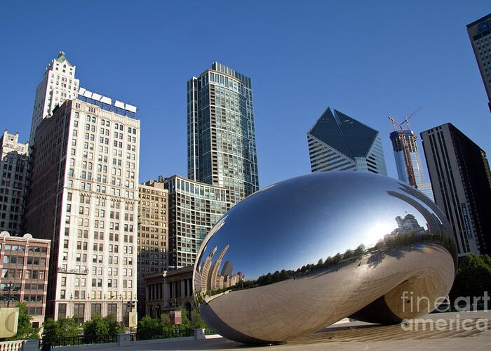 Bean Greeting Card featuring the photograph Cloudgate Reflects by David Levin