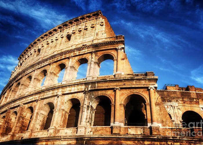 Colosseum Greeting Card featuring the photograph Colosseum in Rome #1 by Michal Bednarek