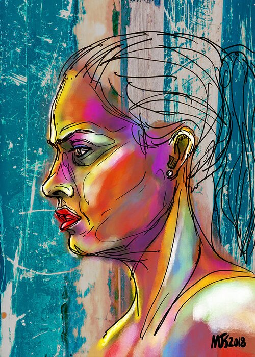 Portrait Greeting Card featuring the digital art Concentration #1 by Michael Kallstrom