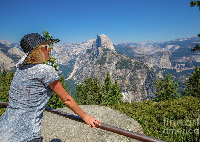 Yosemite Greeting Card featuring the photograph Contemplating Glacier Point #1 by Benny Marty