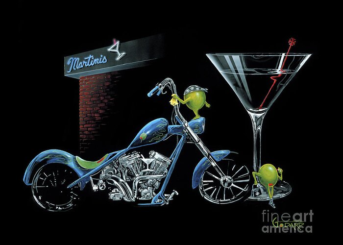 Chopper Greeting Card featuring the painting Custom Martini #1 by Michael Godard