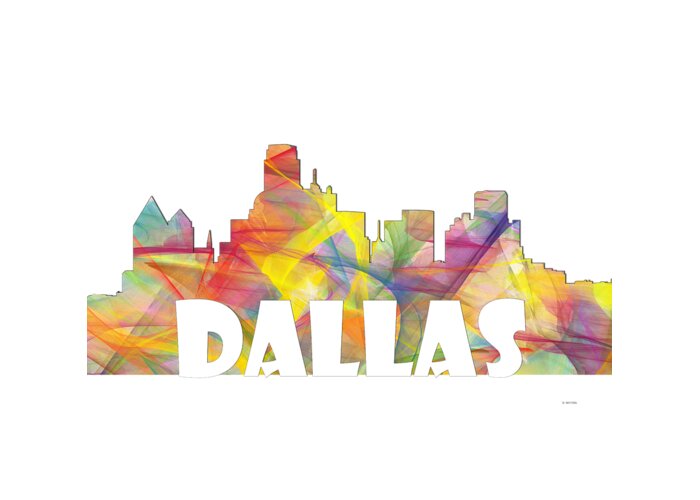 Dallas Greeting Card featuring the digital art Dallas Texas Skyline #1 by Marlene Watson