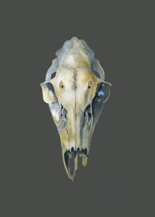 Skull Greeting Card featuring the painting Deer Skull With Aura #1 by Catherine Twomey
