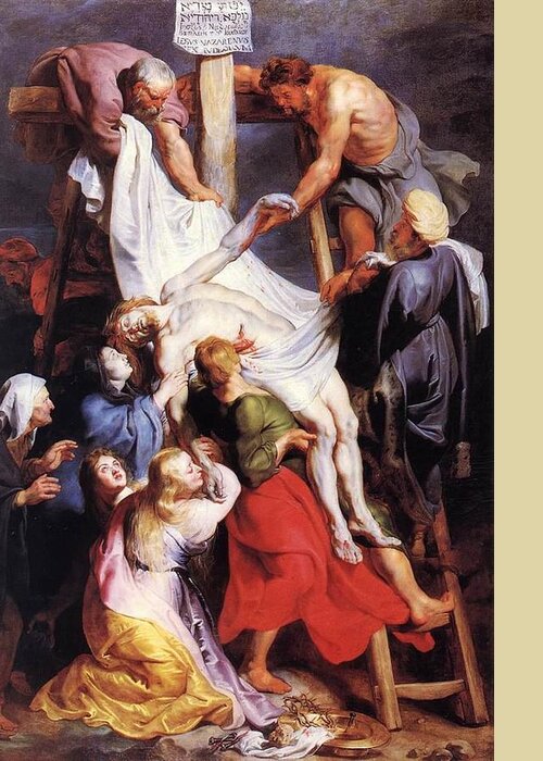 Descent Greeting Card featuring the painting Descent from the Cross #3 by Peter Paul Rubens