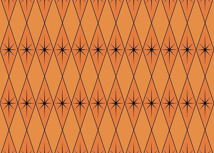 Diamonds Greeting Card featuring the digital art Diamonds and Stars in Orange by Donna Mibus
