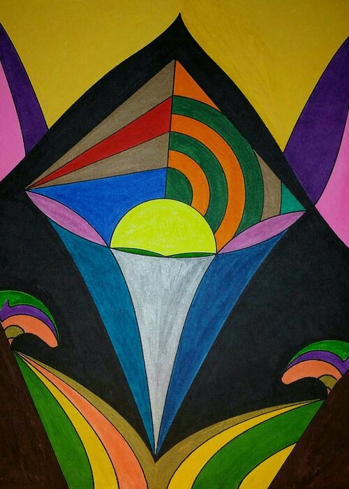 Geometric Art Greeting Card featuring the painting Dream 313 by S S-ray