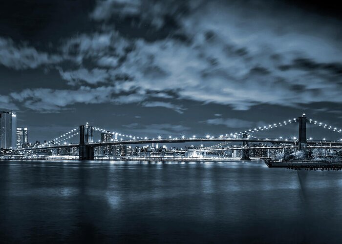 Brooklyn Bridge Greeting Card featuring the photograph East River View by Az Jackson