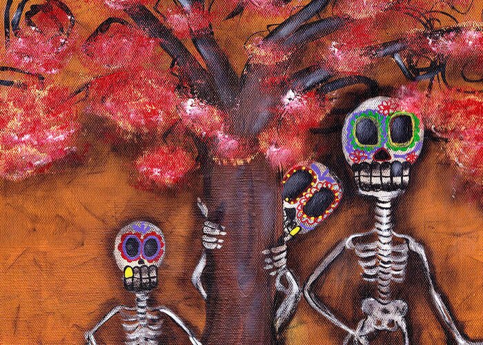 Day Of The Dead Greeting Card featuring the painting Family Tree by Abril Andrade