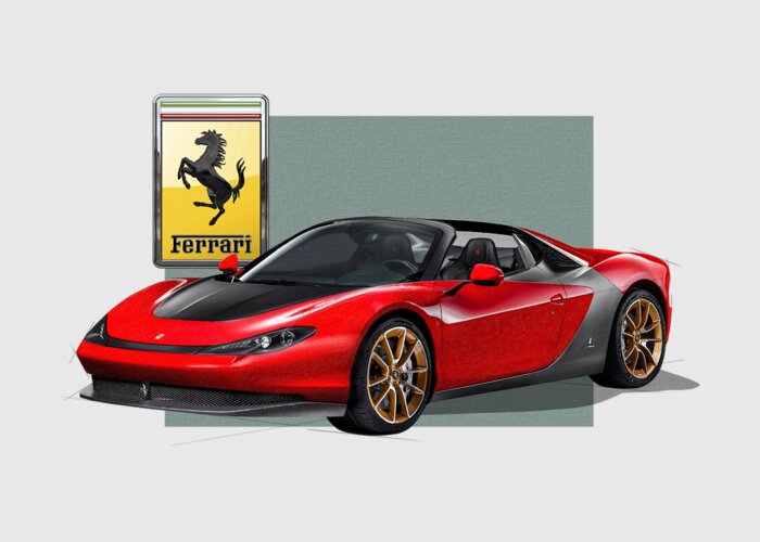 �ferrari� Collection By Serge Averbukh Greeting Card featuring the photograph Ferrari Sergio with 3D Badge by Serge Averbukh