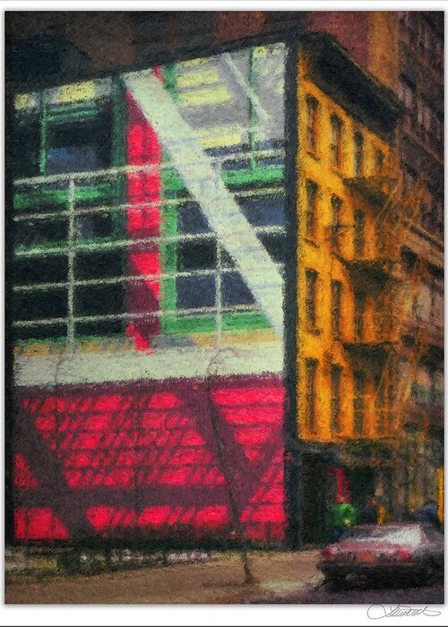  Greeting Card featuring the painting Fire Escapes #1 by Lar Matre