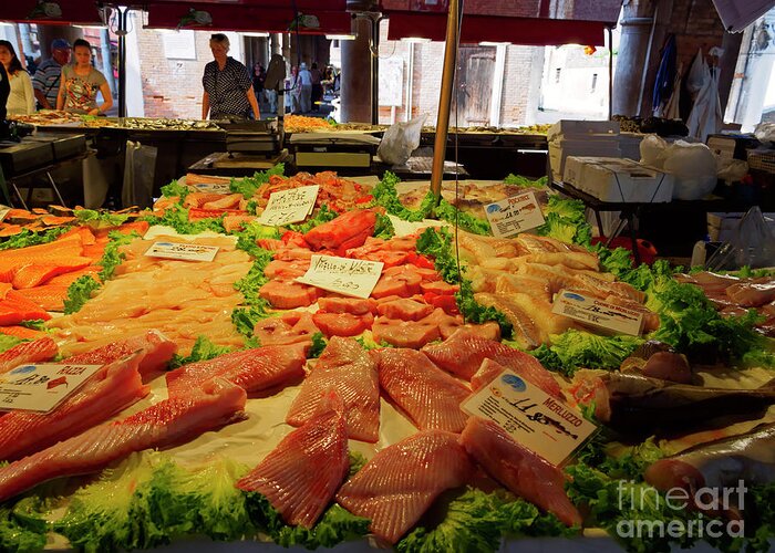 Cod Greeting Card featuring the photograph Fish Market in Venice Italy #1 by Louise Heusinkveld