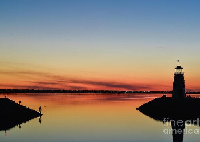 Oklahoma Greeting Card featuring the photograph Fishing at sunset by Paul Quinn