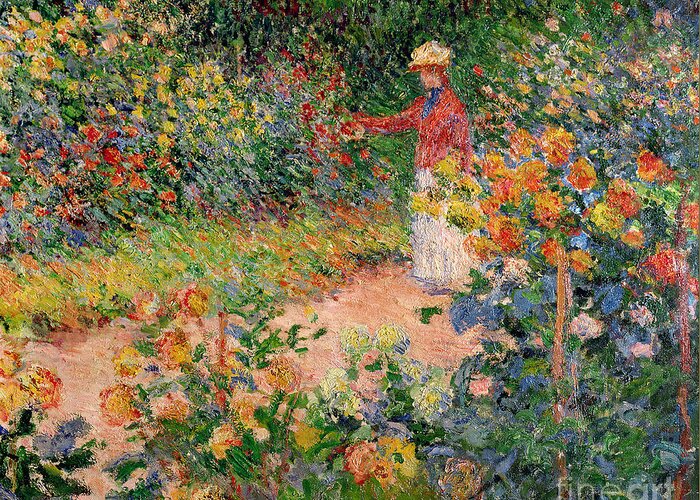 Garden Greeting Card featuring the painting Garden at Giverny by Claude Monet
