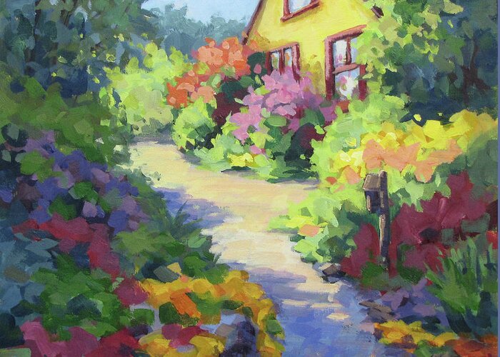 Garden Greeting Card featuring the painting Garden Path #1 by Karen Ilari