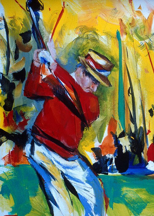 Golf Greeting Card featuring the painting Golf Red #1 by John Gholson